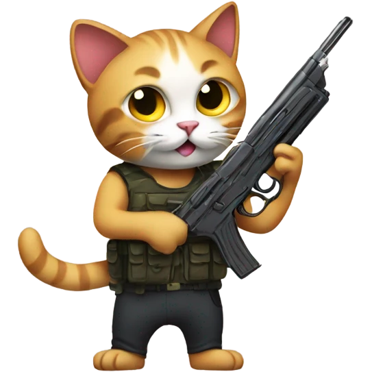 Cat holding a gun emoji