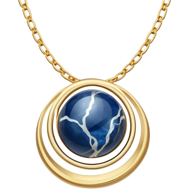 delicate floating gold chain cradling a deep blue stone with swirling white and gray veins, glowing faintly like stars and moonlight, radiating mystery and magic emoji