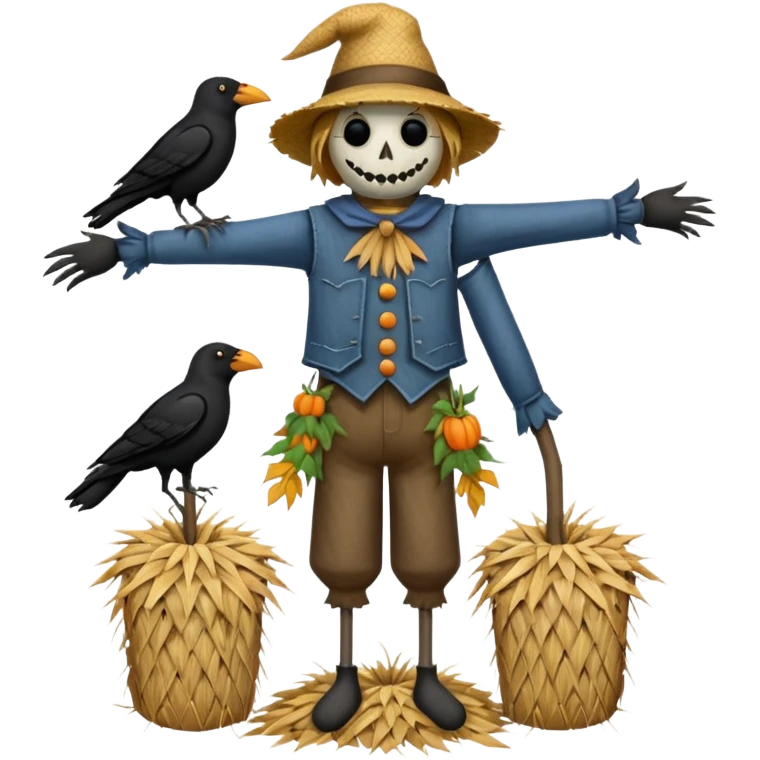 Scarecrow with crows on arm emoji