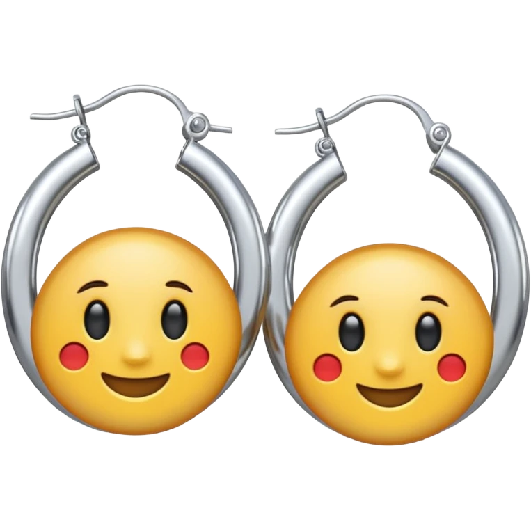 simple silver hoop earring, slightly thicker, modern emoji style emoji