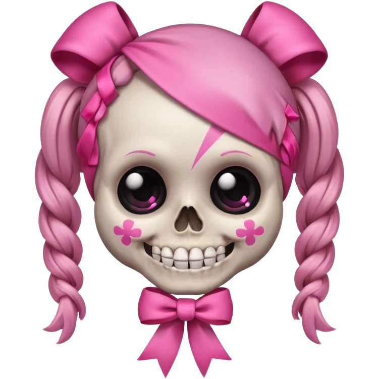 skull emoji with pink ribbon pookie emoji