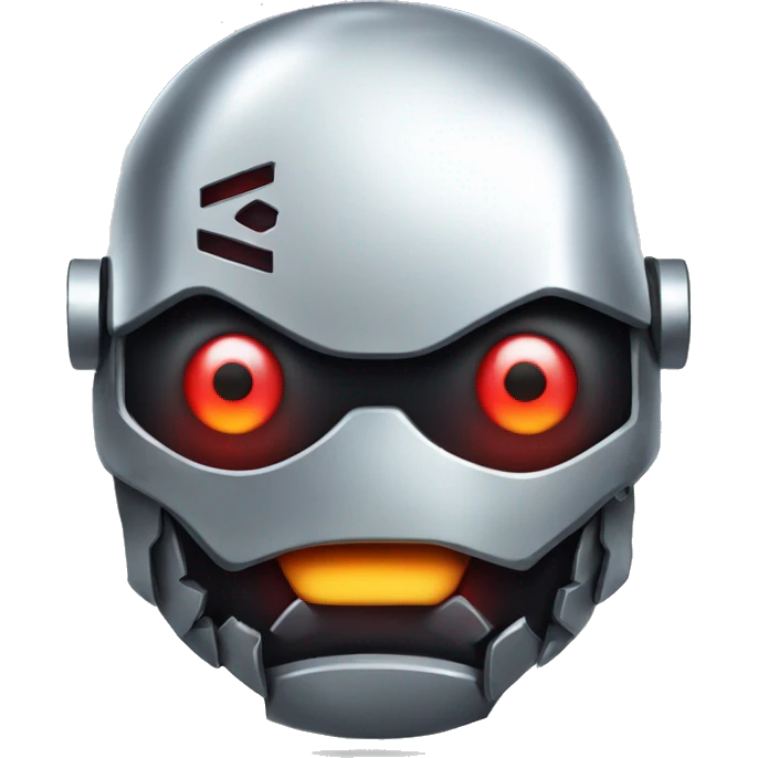 evil metal robot in the shape of a snowman with glowing red eyes emoji