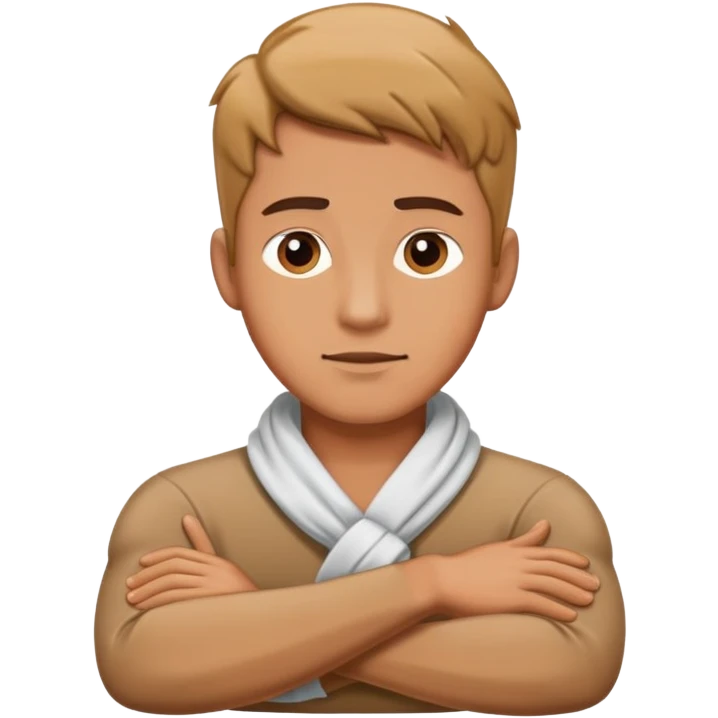 Guy crossing arms around neck  emoji