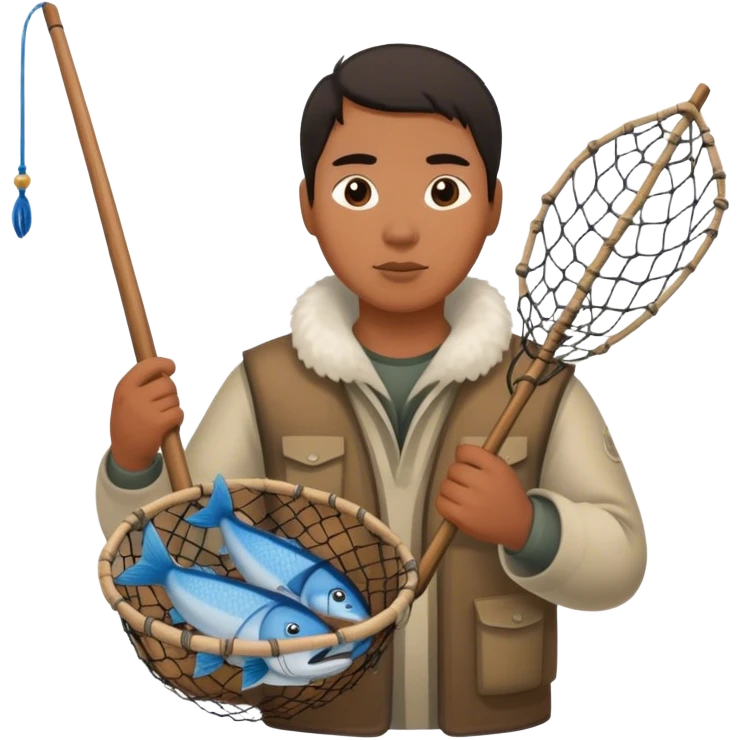Inuit with a fishing net emoji