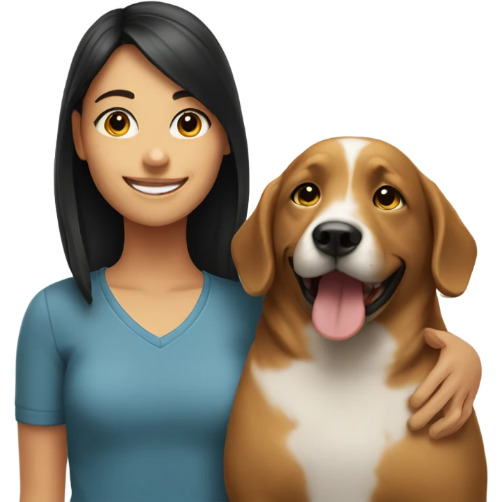 Girl smiling with dog indoors emoji