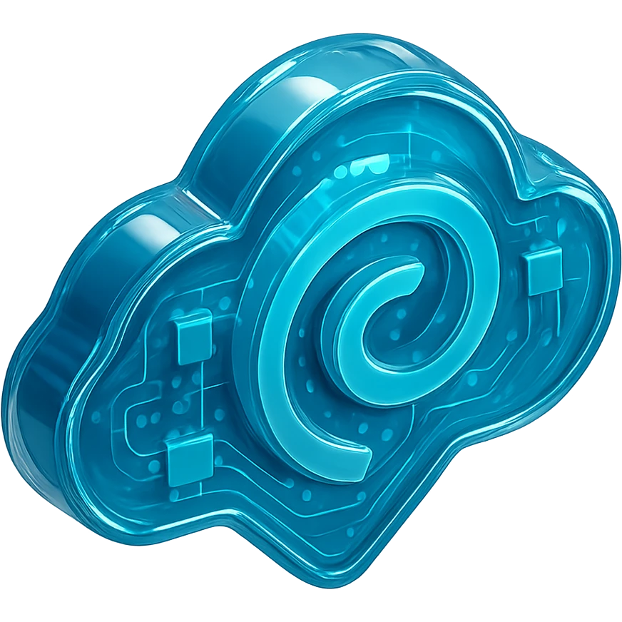 shiny spinning rain.gg logo symbol, no text, glossy reflective sides, transparent background, no background just the logo symbol emoji