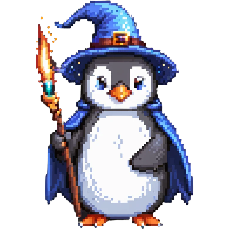 penguin wizard casting a spell emoji