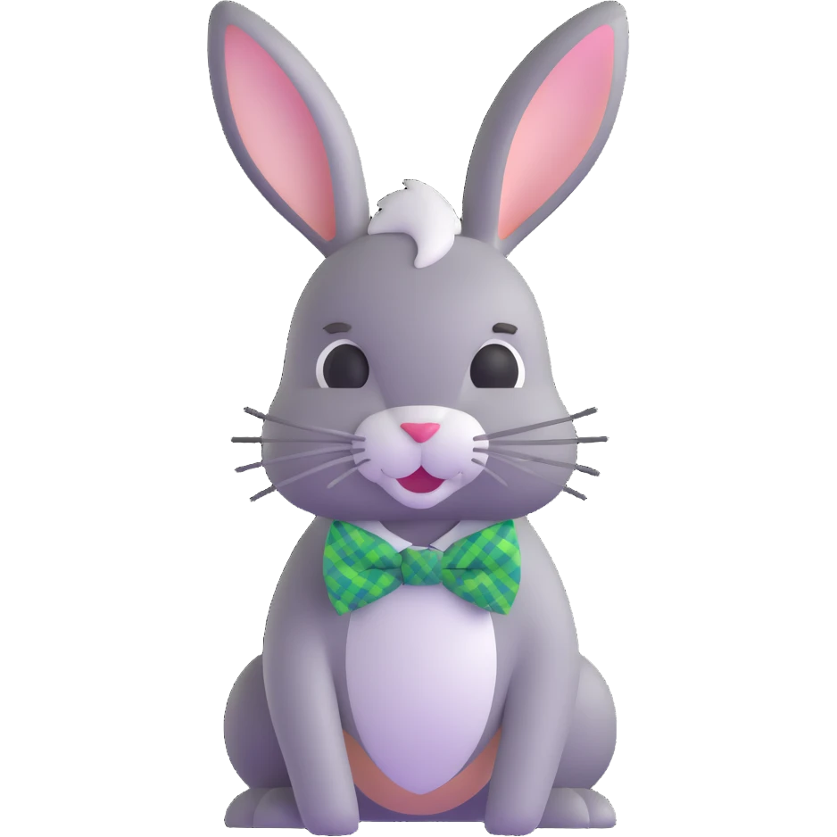 cute Easter bunny with a green plaid bow tie emoji