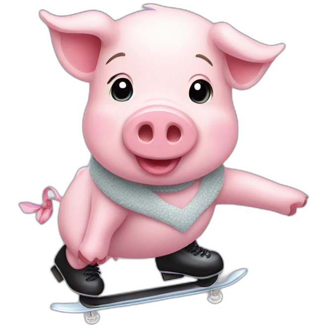Cute pig ice-skating emoji