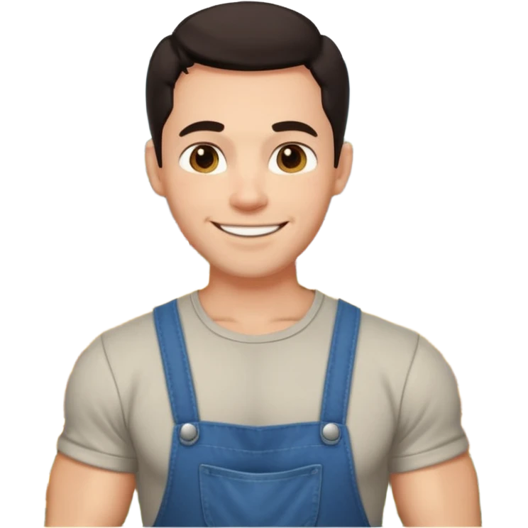 Adult male, light skin, friendly smile, casual farm-style clothes, relaxed posture, muscular, approachable, completely unique from other male roles emoji