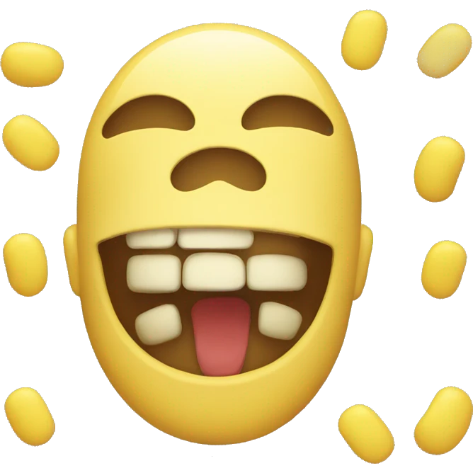 emoji with the yellow bone in the mouth emoji