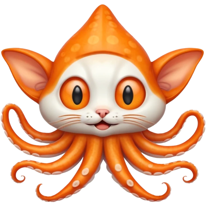 cat head on a squid body, winking emoji