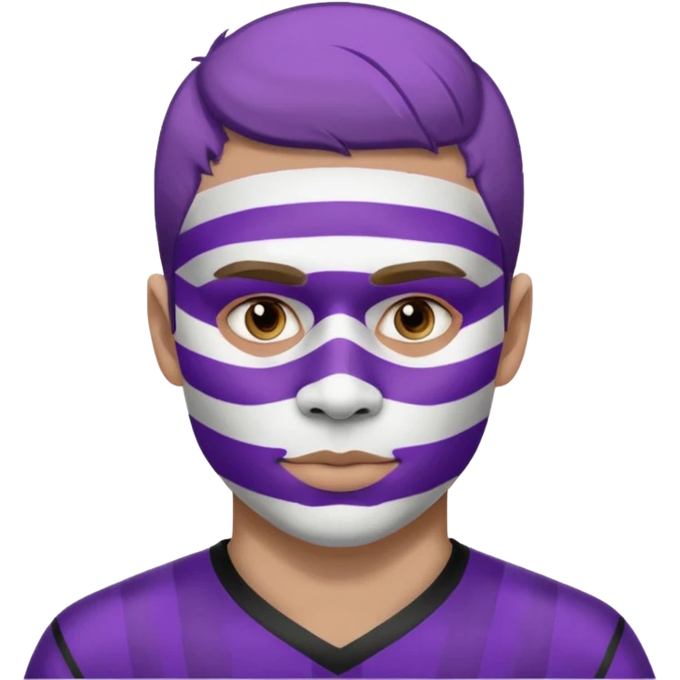 maak en emojie die paarse en witte streppen op zijn gezicht heeft want hij is een suporter van anderlecht emoji