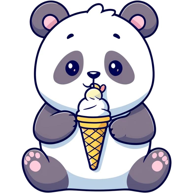 Panda eating ice cream emoji