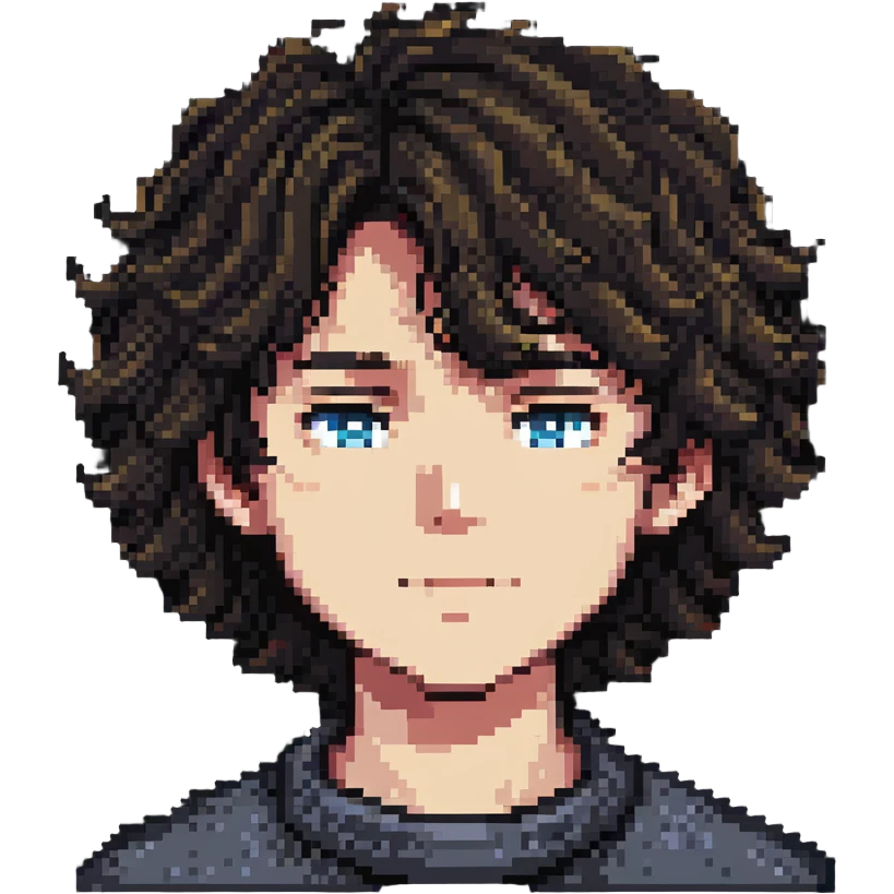 boy with slightly wavy hair designed as a letter stamp emoji