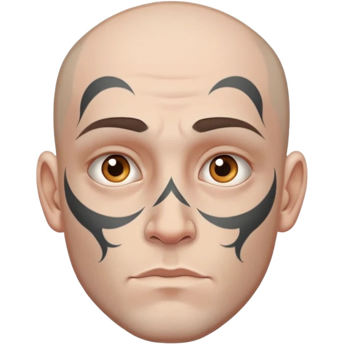 white man with face tattoo, neutral expression emoji