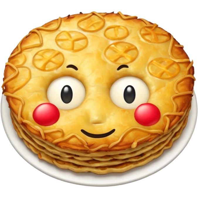 swiss rösti, round, gold and crispy, NO eyes and mouth emoji