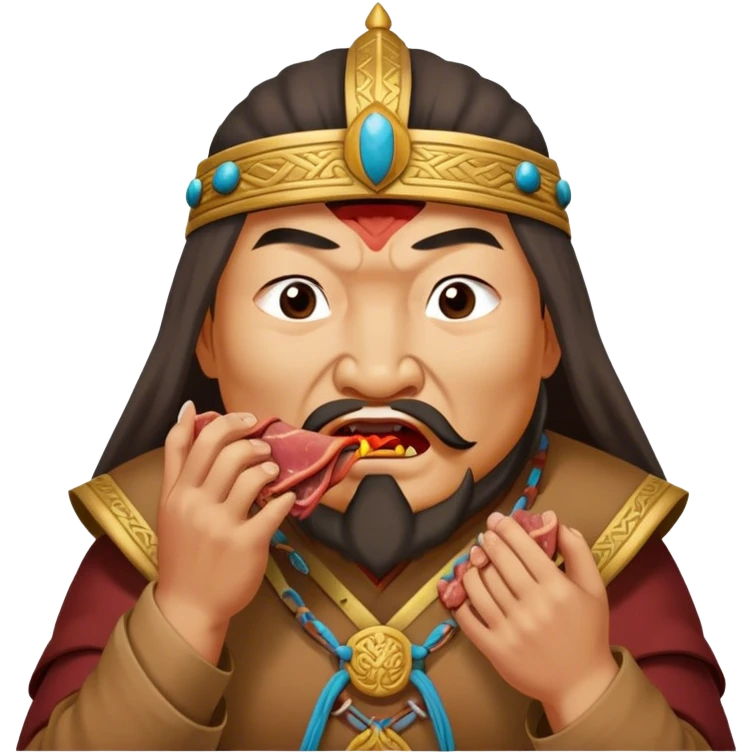 Genghis khan eats meat with hands emoji