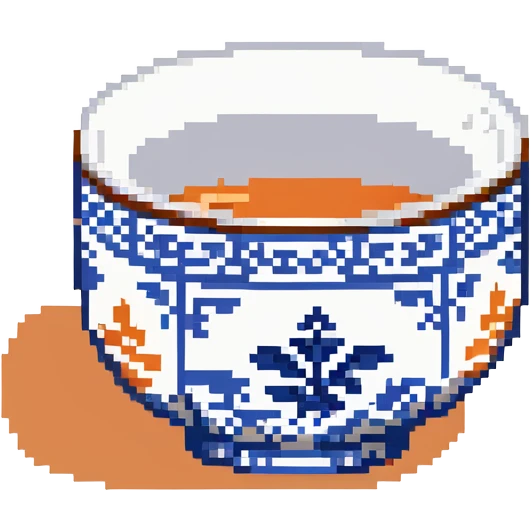 traditional Chinese tea cup with blue and white porcelain design without handle emoji