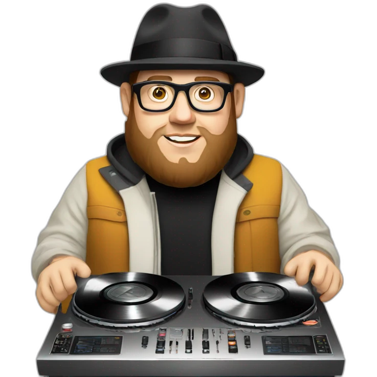 Nick frost djing to a pilgrim emoji