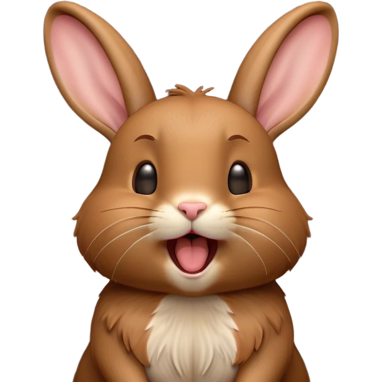 Cinematic Cute Yawning Brown Rabbit Portrait Emoji, Head tilted slightly with a dramatic, wide-open yawn, showcasing a smooth, rich brown fur with floppy ears, round brown eyes barely open in drowsy contentment, Simplified yet irresistibly adorable features, highly detailed, glowing with a soft, cozy glow, high shine, relaxed yet expressive, stylized with a touch of whimsy, bright and endearing, soft glowing outline, capturing the essence of a sleepy yet affectionate bunny, so drowsy it feels like it could stretch out of the screen and curl up for a nap! emoji