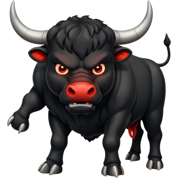 angry black bull pawing the ground with glowing eyes emoji