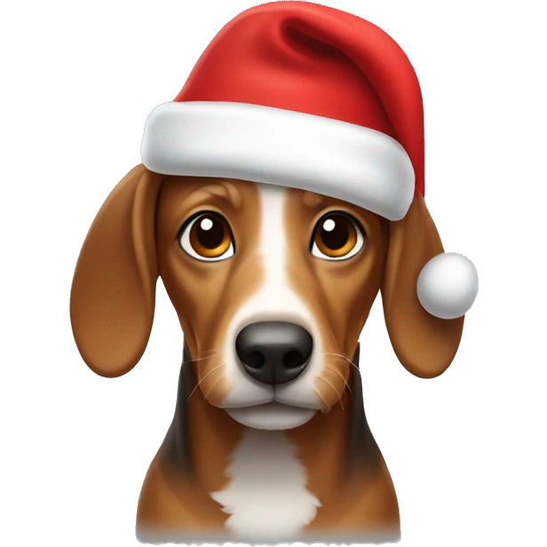 Dashound wearing santa hat emoji