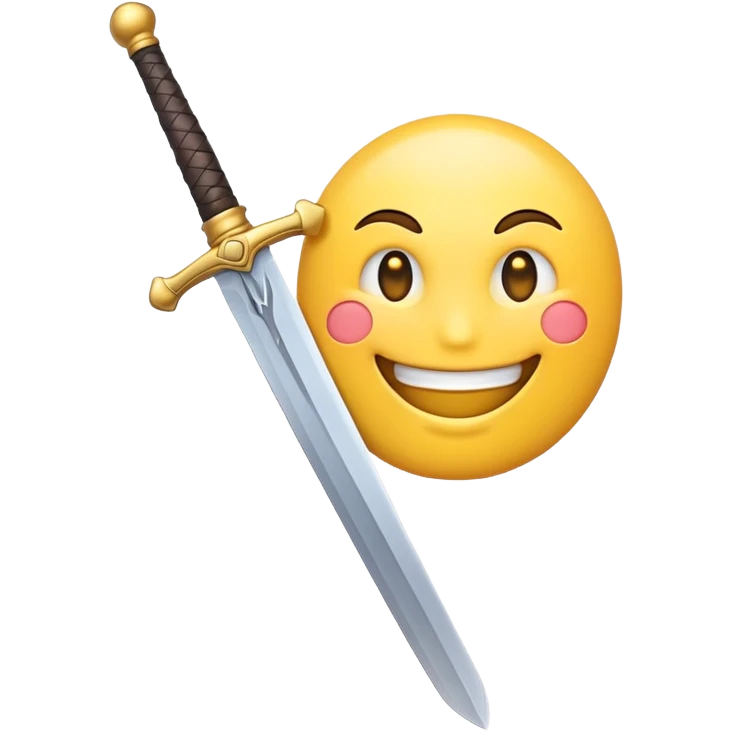 smiling emoji face holding a sword emoji