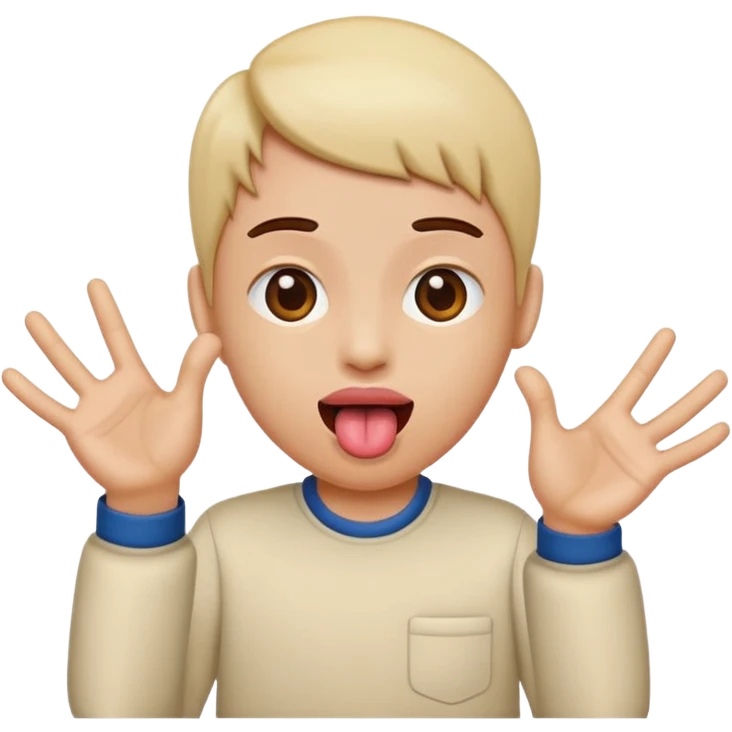 Tongue out with hands to the side  emoji