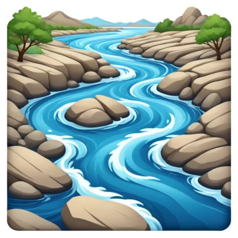 Flowing river with clear blue water and small waves emoji
