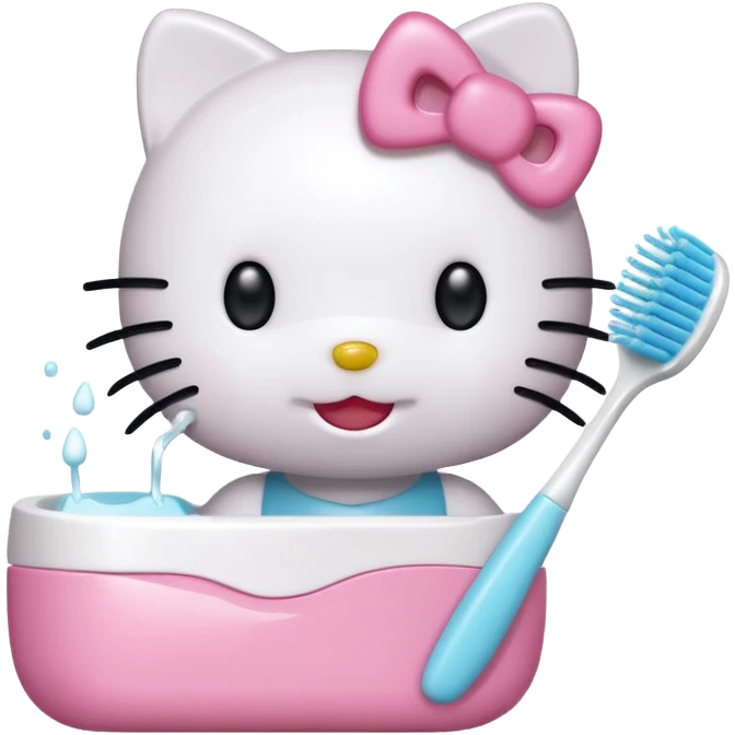 Hello kitty brushing teeth  emoji