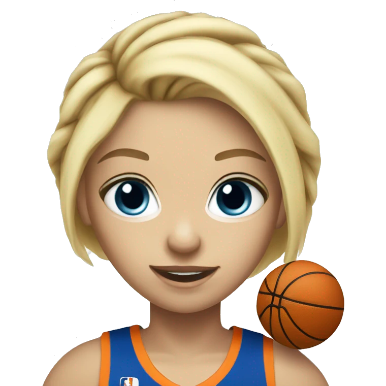 blonde hair blue eyed girl playing basketball emoji