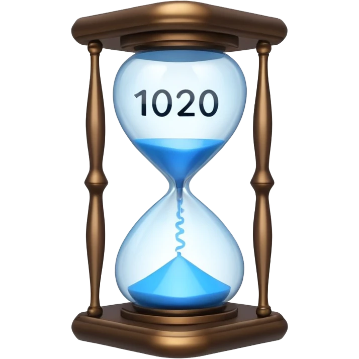 digital countdown timer, hourglass shape with digital numbers emoji
