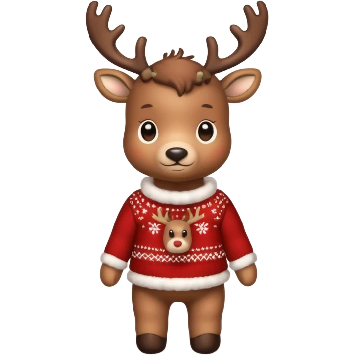 reindeer baby  cute, full body , in a christmas sweater emoji