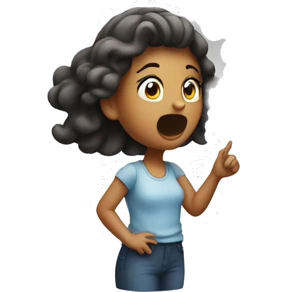A girl blowing air emoji
