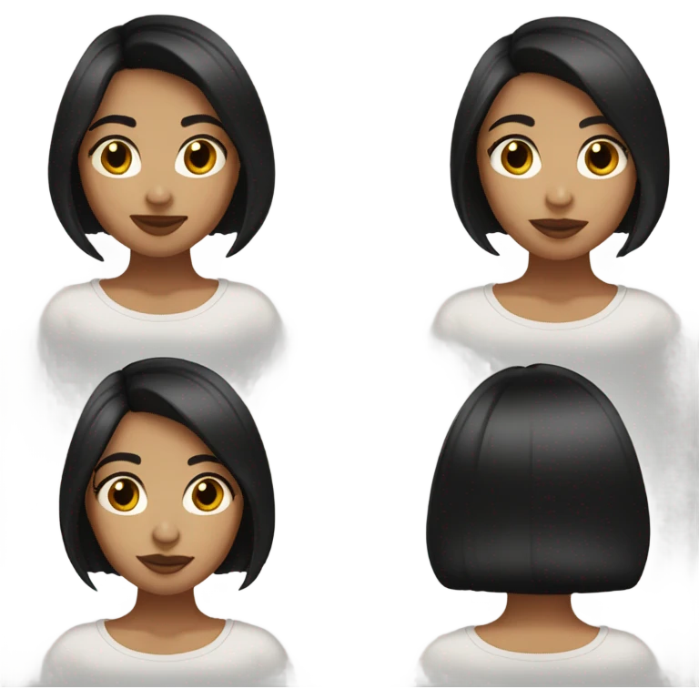 An 18-year-old girl with dark brown hair in a bob cut, a nose piercing, fair skin, dark brown eyes, and beautiful lips. emoji