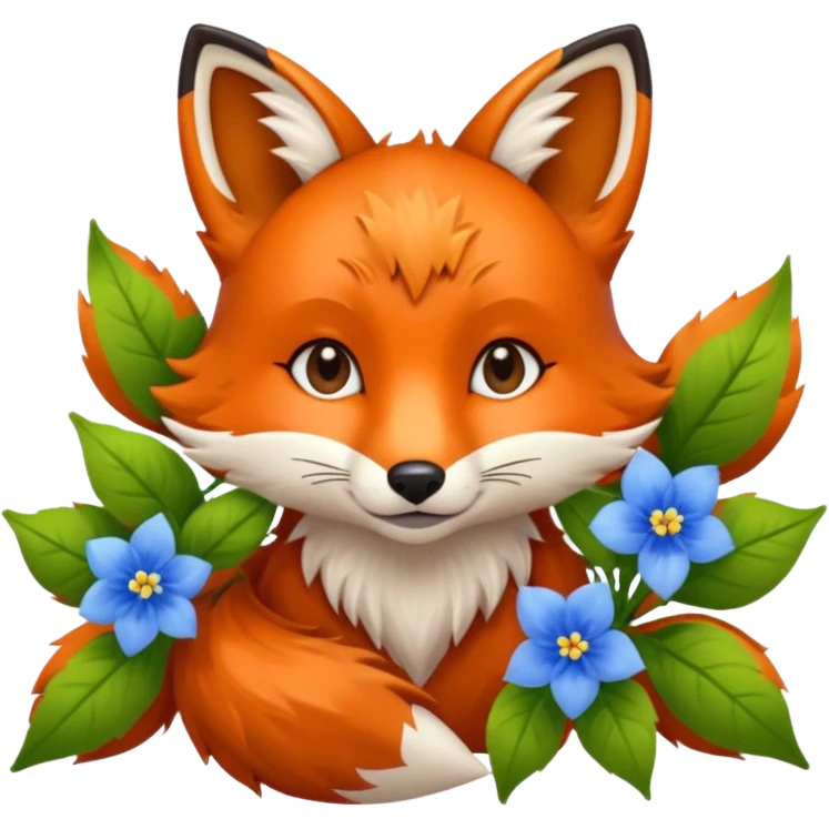 Fox with blue flowers  emoji