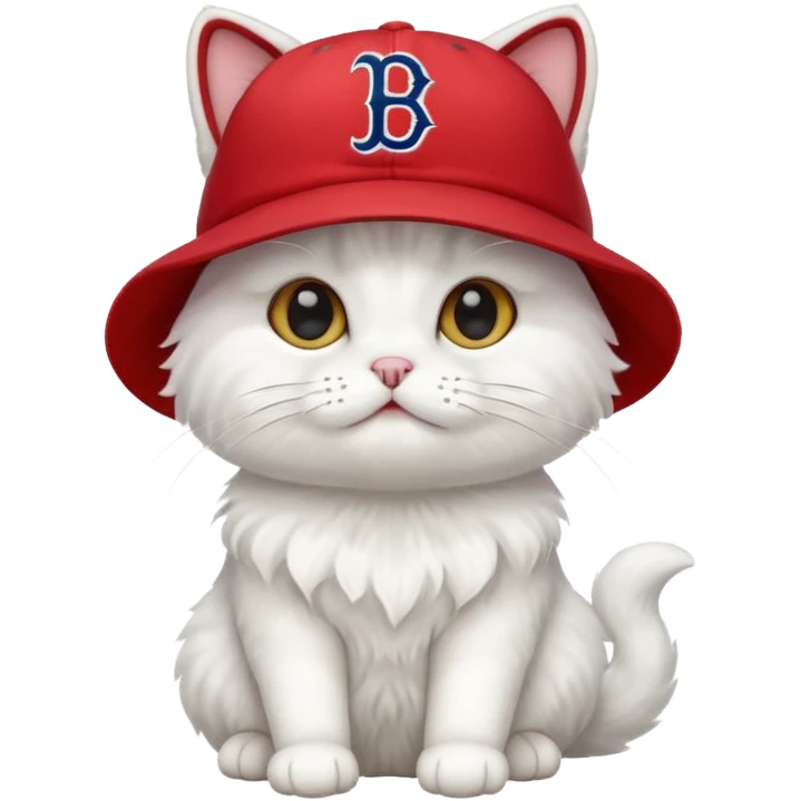 White cat wearing a Boston Red Sox hat  emoji