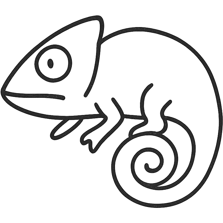 hand-drawn outlined chameleon icon emoji