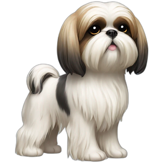 Dog Shih Tzu with long wool full-height stand up emoji