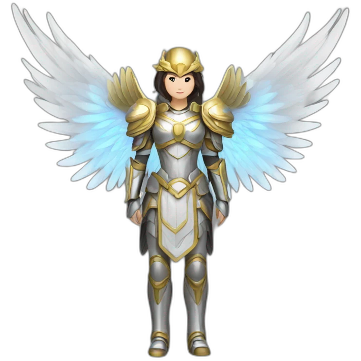 Female Asian archangels armor wings halo emoji