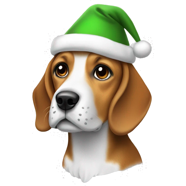 Beagle were Christmas hat emoji
