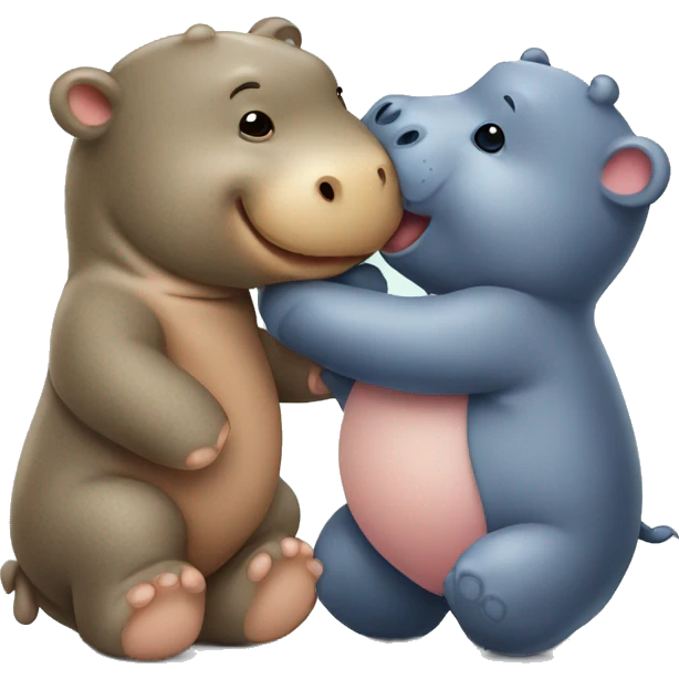 baby hippo giving a kiss to a teddy bear emoji
