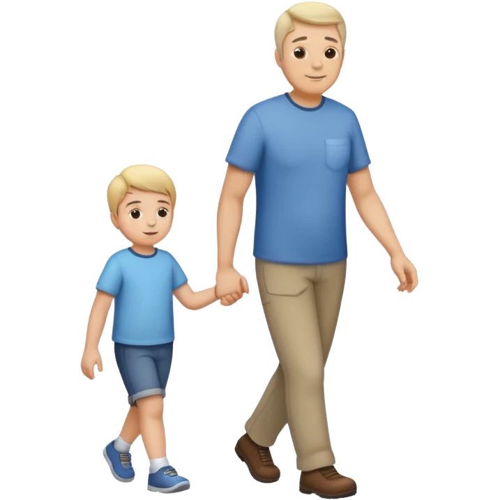 father holding hands with a child, walking together emoji
