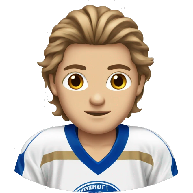 tan boy brown long flow hair blue eyes hockey jersey emoji