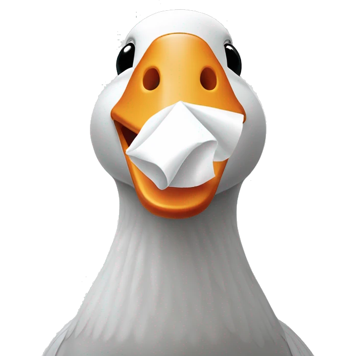 White goose blowing nose into white tissue  emoji