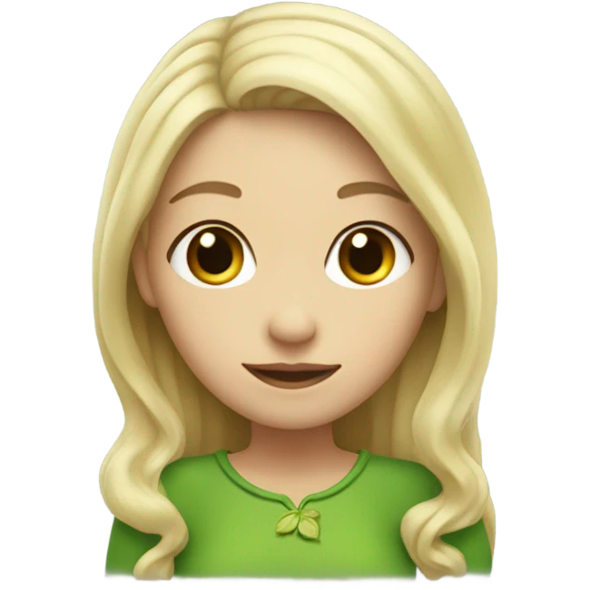 White blonde girl. With a frog body  emoji