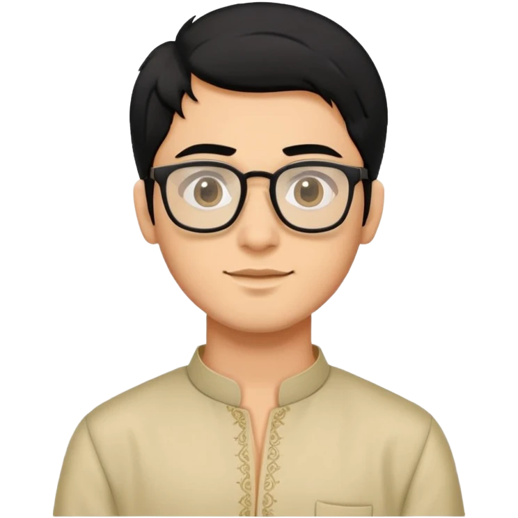 young man with wheatish skin tone, black hair, wearing kurta with rectangle glasses emoji