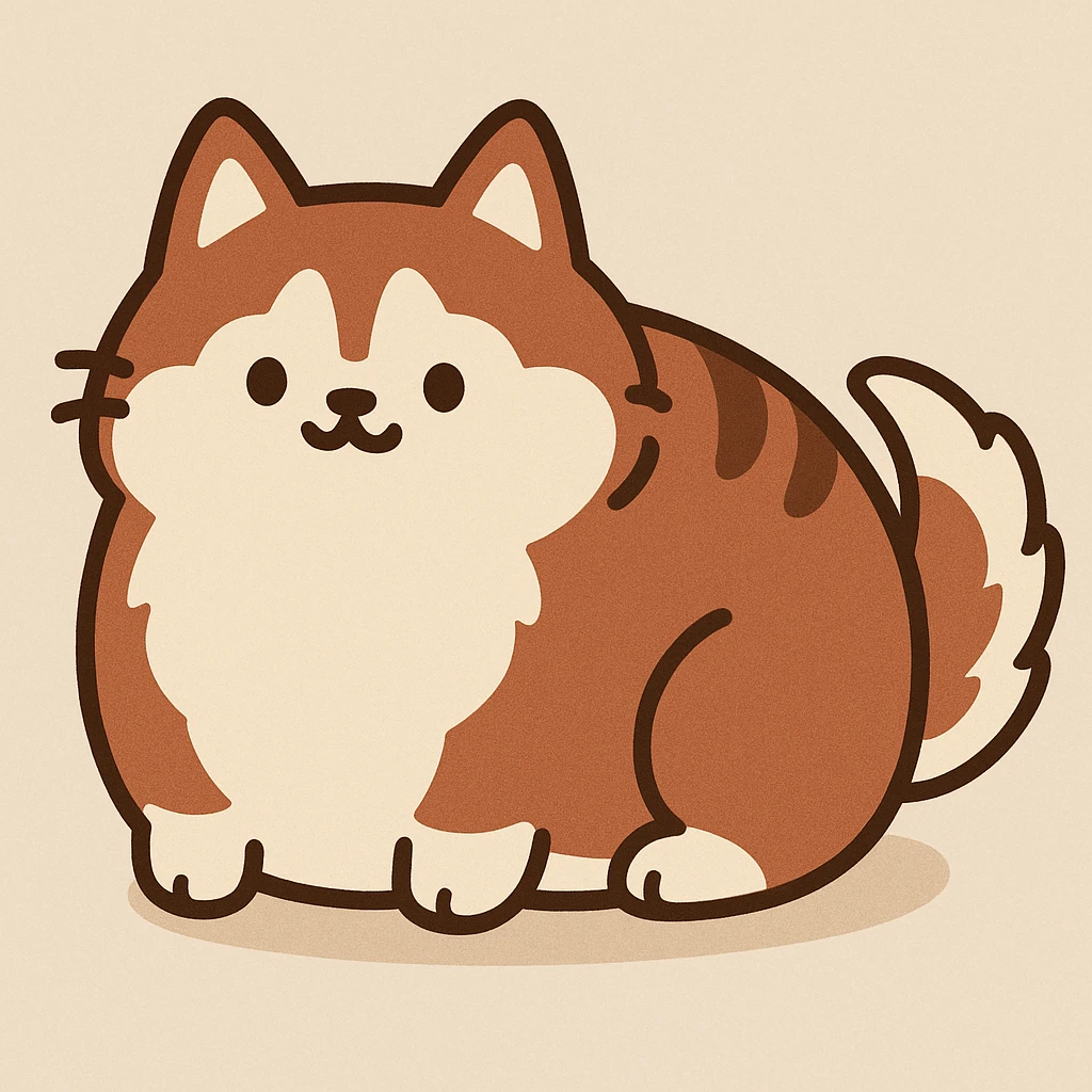 pusheen-style chonky red siberian husky emoji