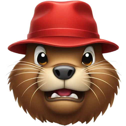 Angry beaver with red hat emoji